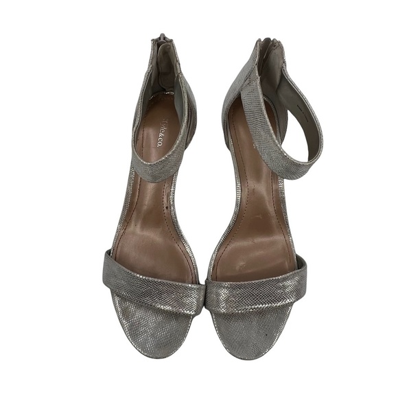 Style & Co Silver Ankle Strap Heeled Sandals Size 8.5 Women’s - Picture 3 of 8